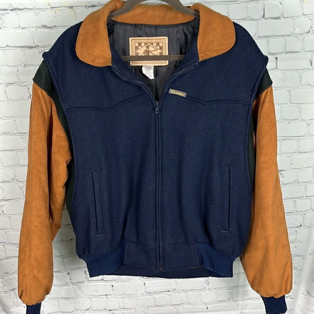 Vintage 80’s Rode Walker Made in USA Wool & Suede Bomber Near Mint condition Med